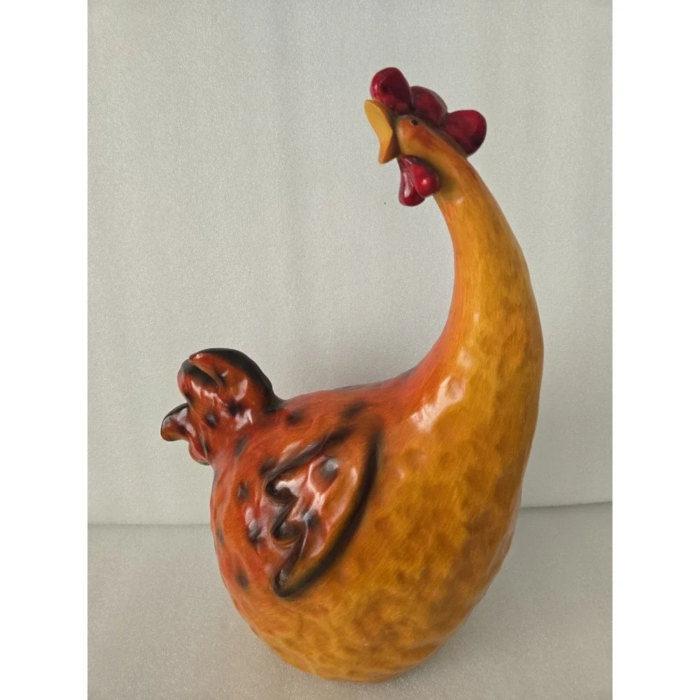 VTG EXQUISITE FUNNY ITALIAN CHICKEN HEN ROOSTER RESIN FIGURE LARGE 16.5
